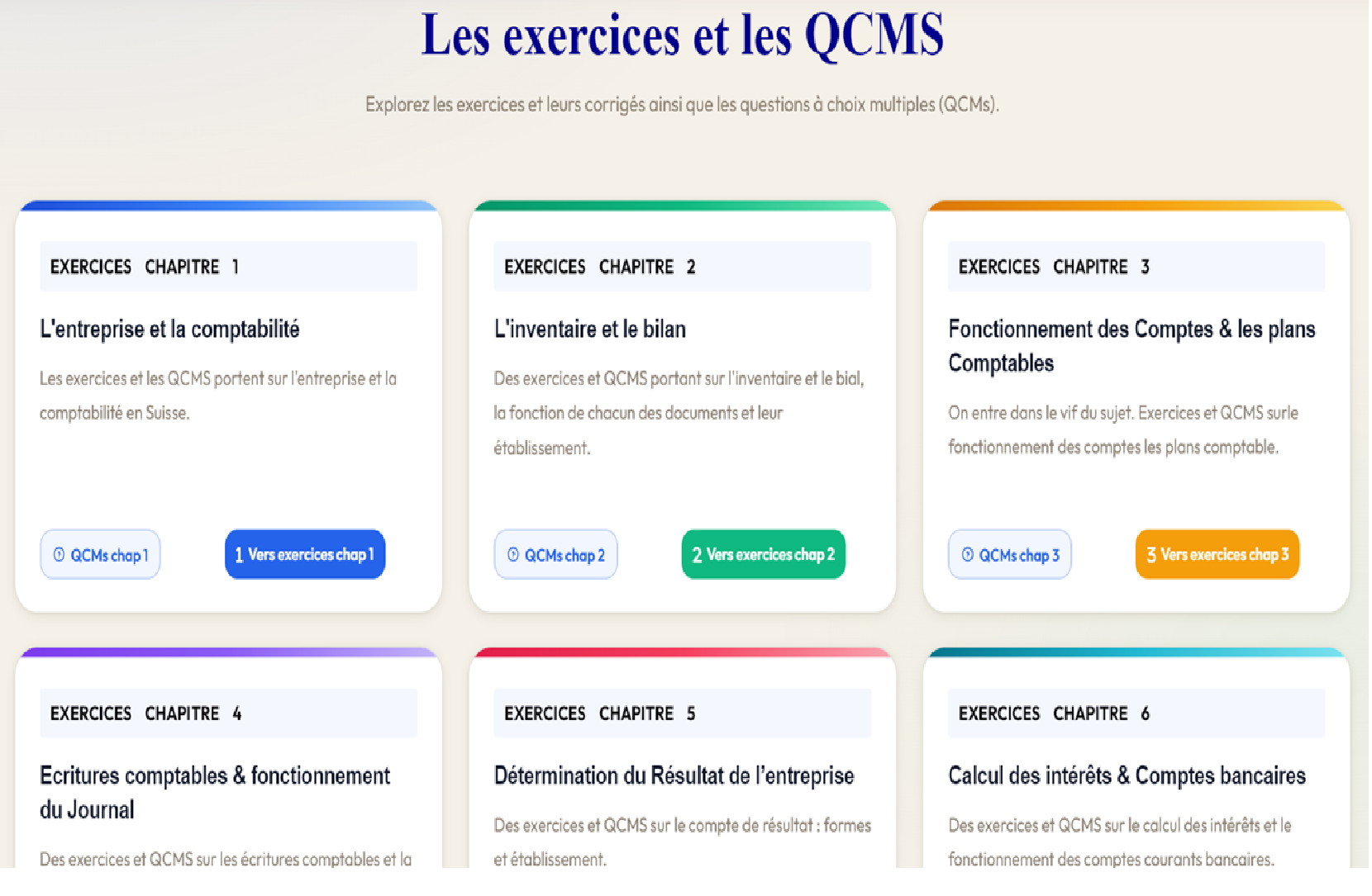 Exercices en comptabilité suisse
